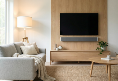 lyngdorf sb-75 soundbar in modern living room